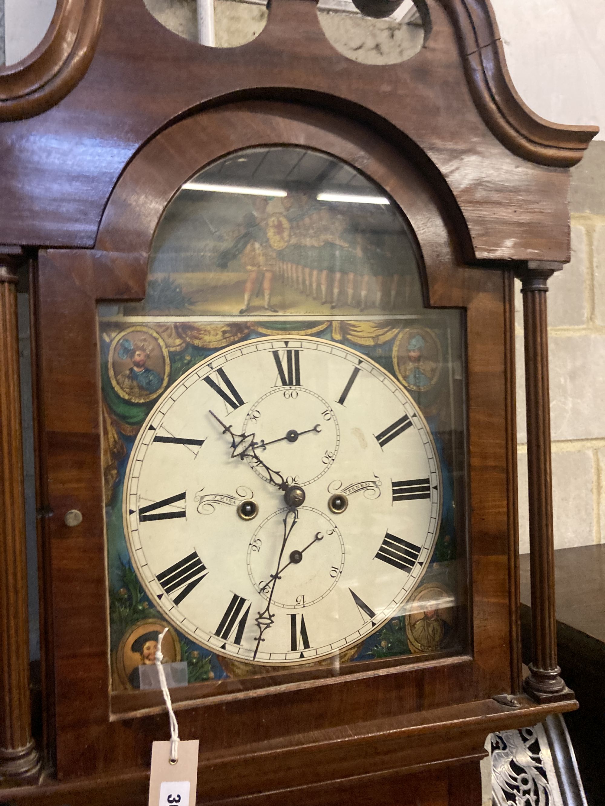 An early 19th century mahogany eight day longcase clock, height 218cm